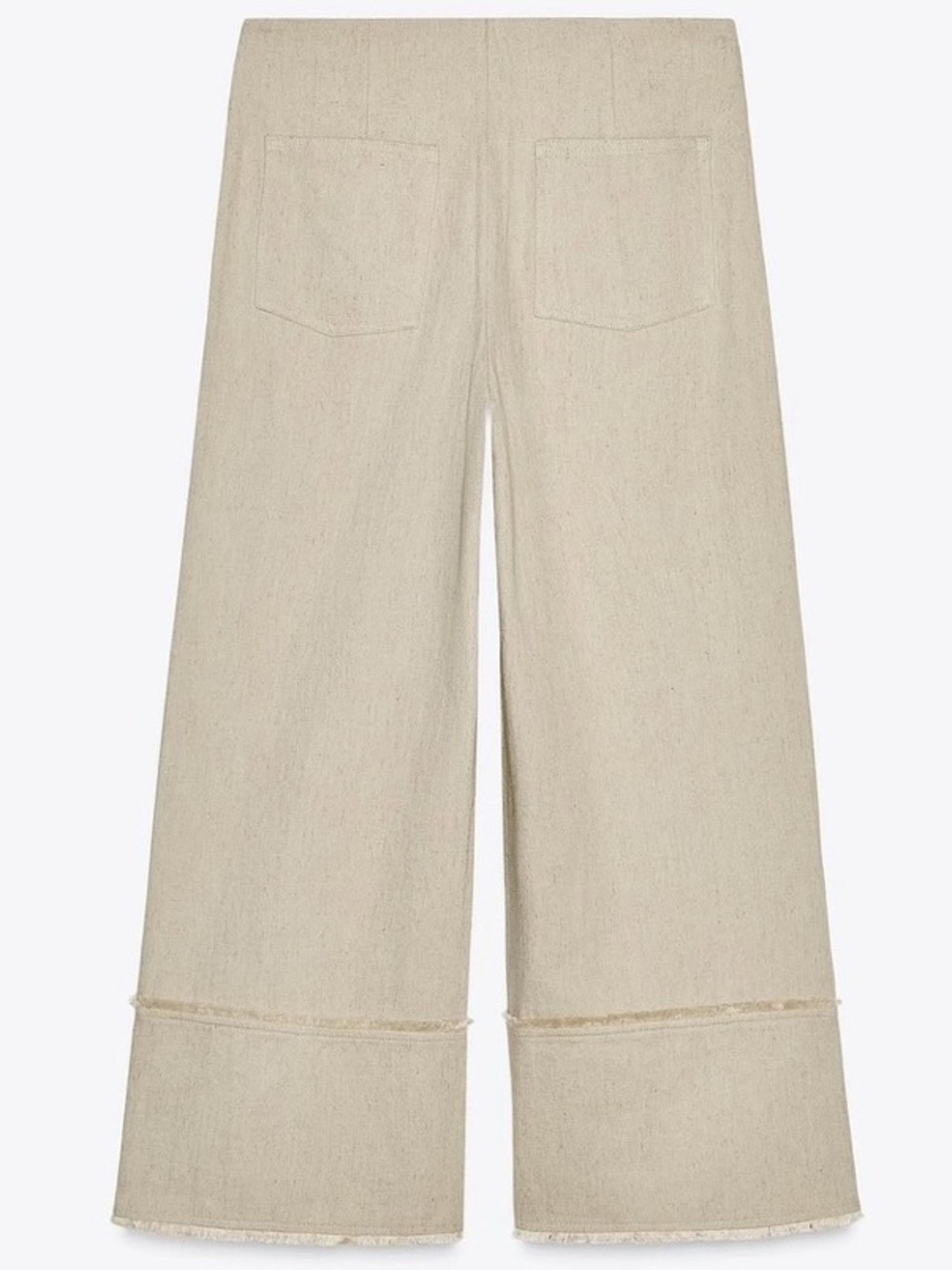 Zara Rustic Frayed High Waist Wide Leg Cropped Denim Capri Culotte Trousers (L) - Picture 7 of 13